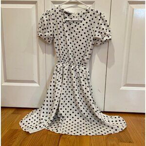 Polka dot puff sleeve knee dress